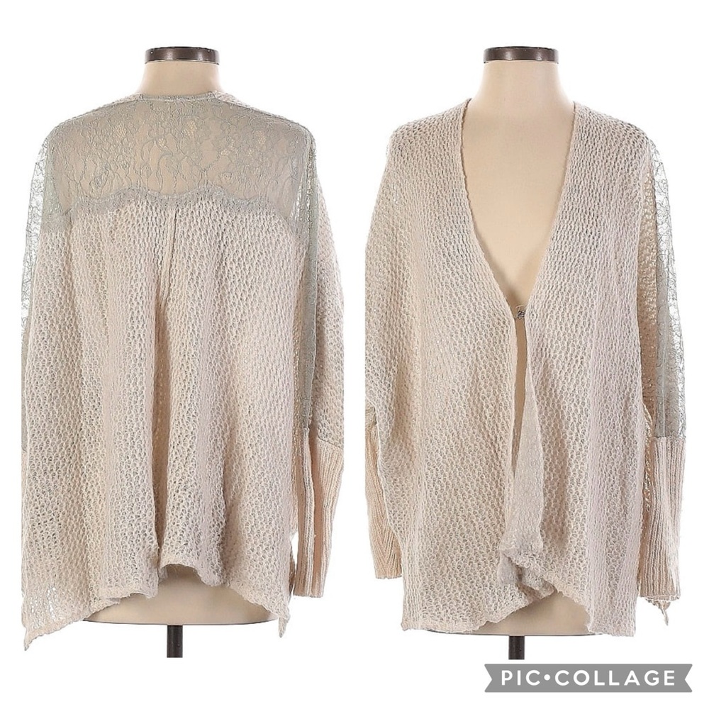 Free People 🌸 Peekaboo Lace Wool Alpaca Blend Cardigan